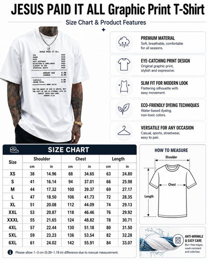 ✝️JESUS PAID IT ALL Graphic Print T-Shirt