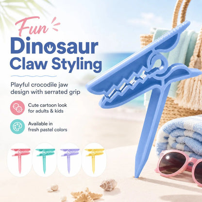 🦖 Dinosaur Shape Beach Towel Clips | Windproof Sand Secure Holder