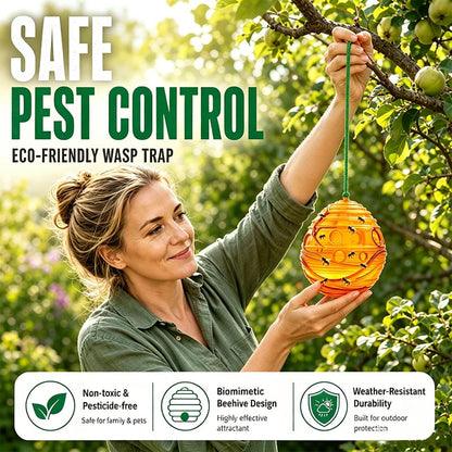 Outdoor Eco Reusable Wasp & Hornet Trap, Chemical Free Hanging Insect Catcher