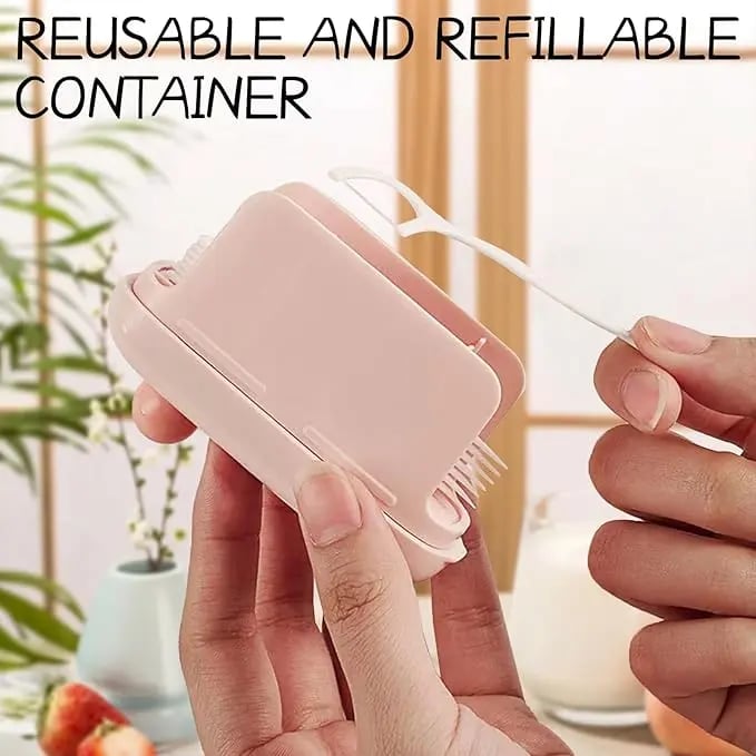 Portable Pop-Up Toothpick Dispenser - Travel-Sized Refillable Storage Case