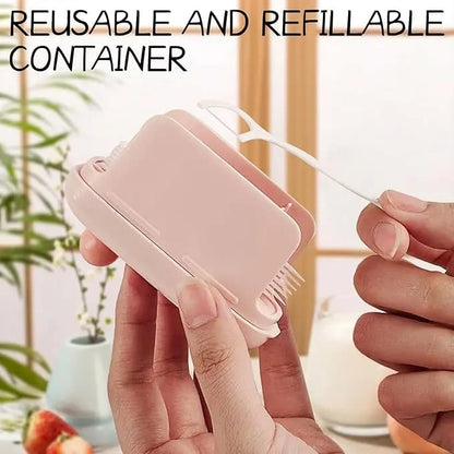 Portable Pop-Up Toothpick Dispenser - Travel-Sized Refillable Storage Case