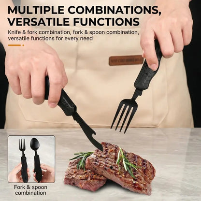 🍴 4-in-1 Detachable Folding Camping Utensil Set