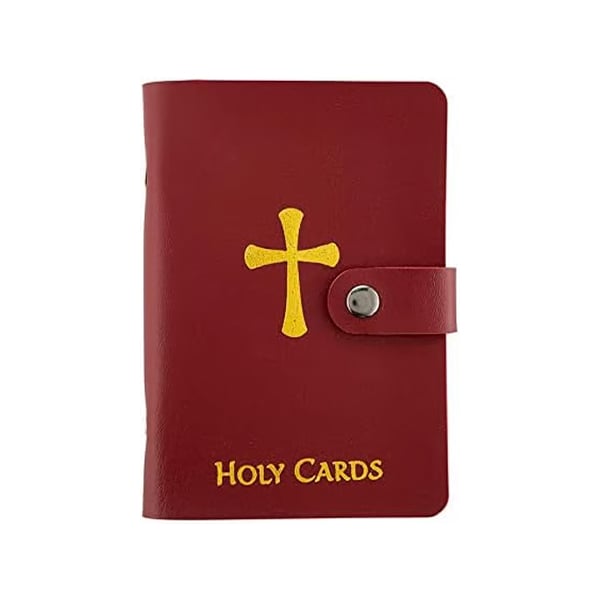 🙏Catholic Faux Leather Holy Card Holder – Pocket Prayer Card Organizer with Snap Closure🎁