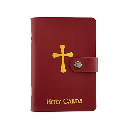 🙏Catholic Faux Leather Holy Card Holder – Pocket Prayer Card Organizer with Snap Closure🎁