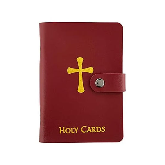 🙏Catholic Faux Leather Holy Card Holder – Pocket Prayer Card Organizer with Snap Closure🎁