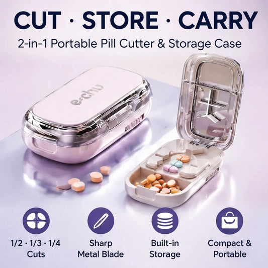 49% OFF -💊Portable Pill Cutter/Splitter & Storage Case (Cuts into 1/2, 1/3, or 1/4 portions)