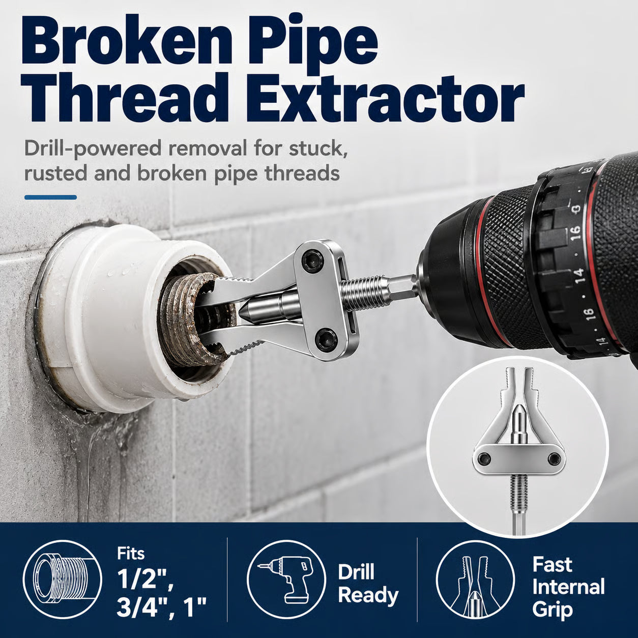 🔥HOT SALE🔥🛠️ Broken Pipe Thread Extractor | Fast Drill-Powered Broken Fitting Removal Tool