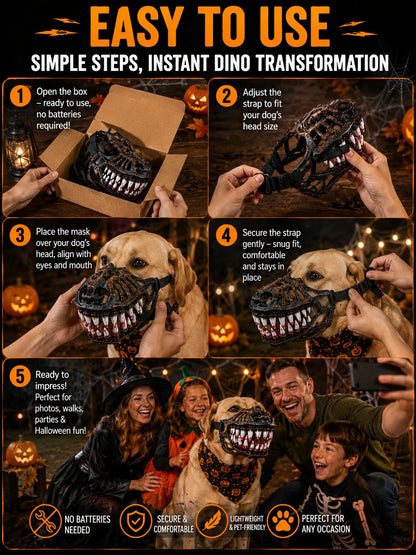 🐶Halloween Dinosaur Blood Mouth Dog Mask, Funny Scary Creative Pet Muzzle, Movie Style Animal Decorative Mask