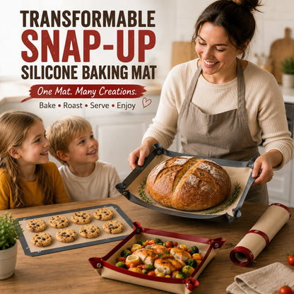 Transformable Snap‑Up Silicone Baking Mat