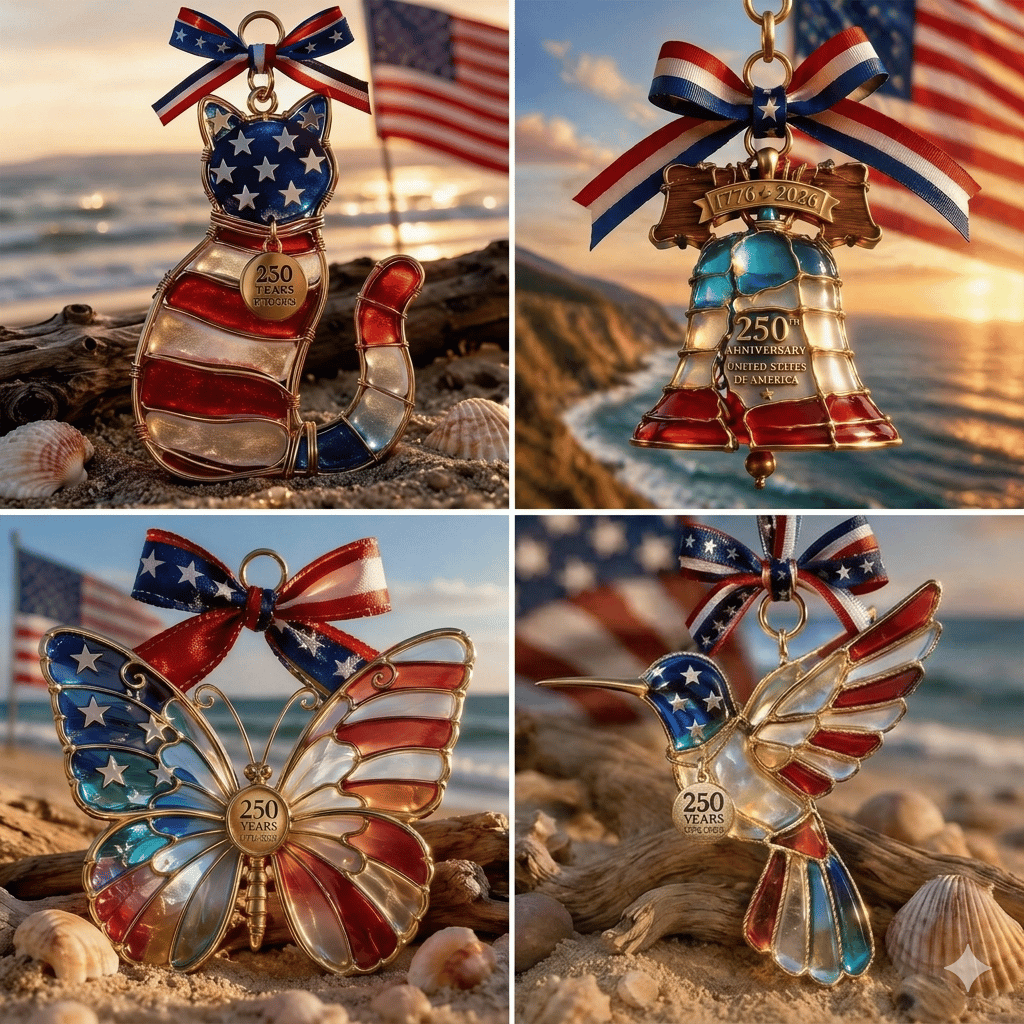 🔥Hot Sale 49% OFF- America 250th Anniversary Patriotic Stained Glass Ornament