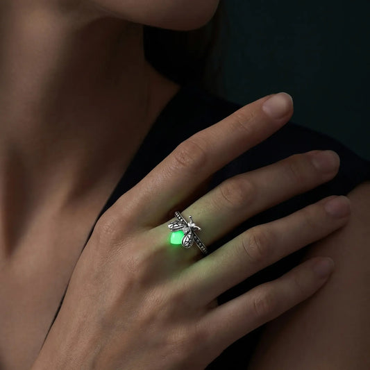 💍Firefly Glow Ring S925 Silver ✨ – Luminous Nature-Inspired Zircon Ring for Women | Cute Night Glow Jewelry Gift for Her