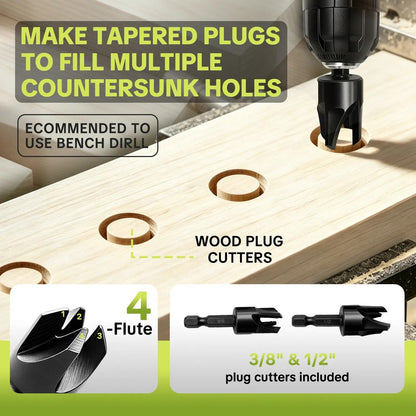 15 pcs Drill Bits Set - 1/4 Inch Hex Shank Countersink Chamfering Tool