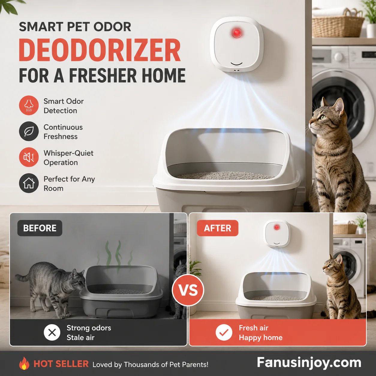 🌬️Say goodbye to unpleasant odors with it! Smart Quiet Pet Odor Eliminator