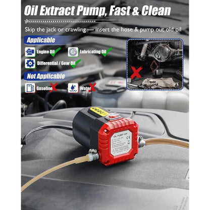 🛢️12V 80W Oil Extractor Pump | Portable Fluid Transfer Pump
