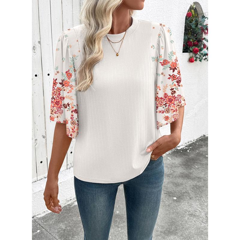 🔥Limited Time 49% Off✨Women's T Shirts Tops Casual Loose Stretchy Ribbed Shirts