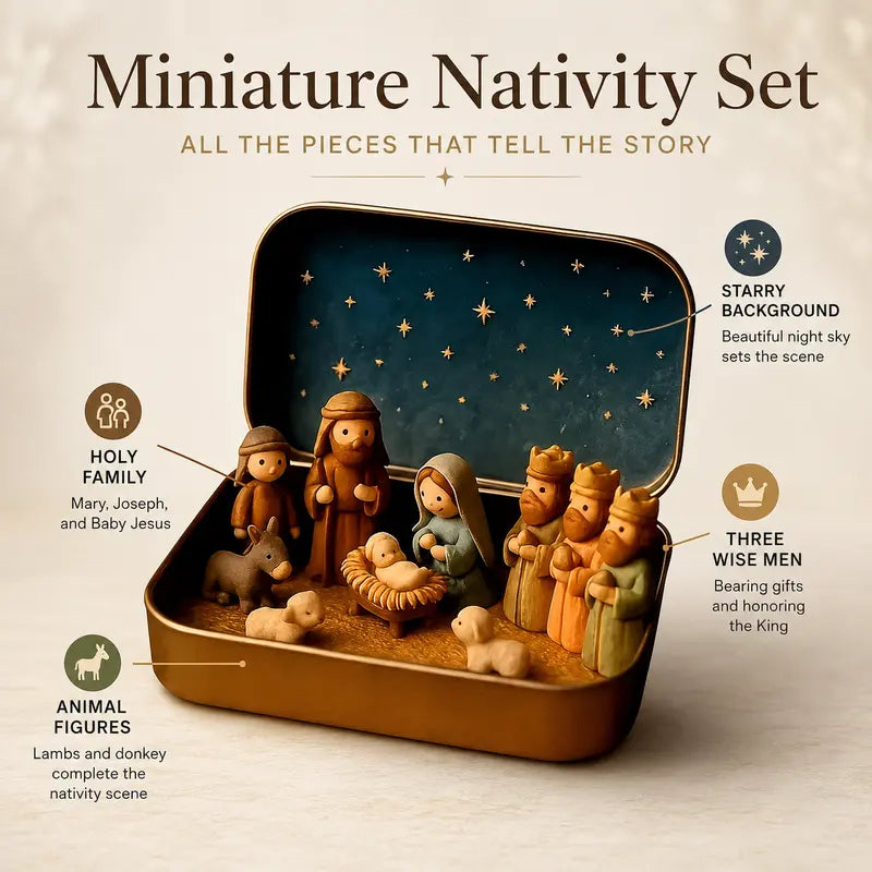 ✨ Mini Nativity Scene Set – A Tiny Christmas Keepsake Full of Faith & Love