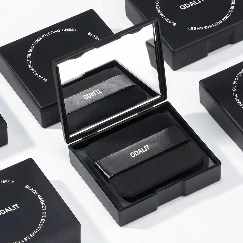 💝Black Magnet Oil Blotting Setting Sheet With Powder More Control Oil Keep Fresh 2 IN 1 Blotting Sheet