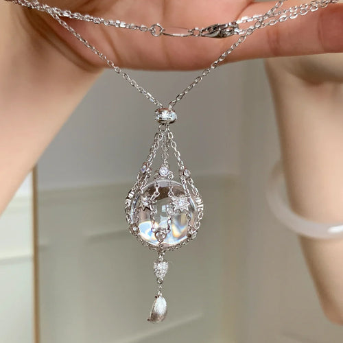 Celestial Crystal Cage Pendant Necklace