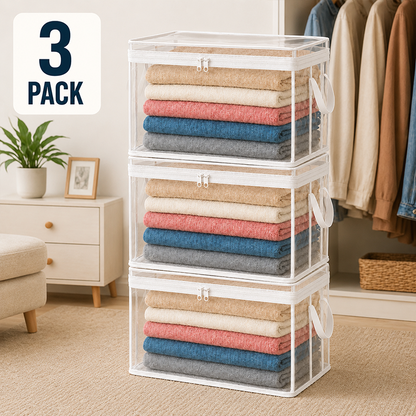 🔥Last Day 49% OFF📦Portable Large Heavy-Duty Thick Plastic Clear Storage Box with Hinged Lid | Home, Travel & Camping
