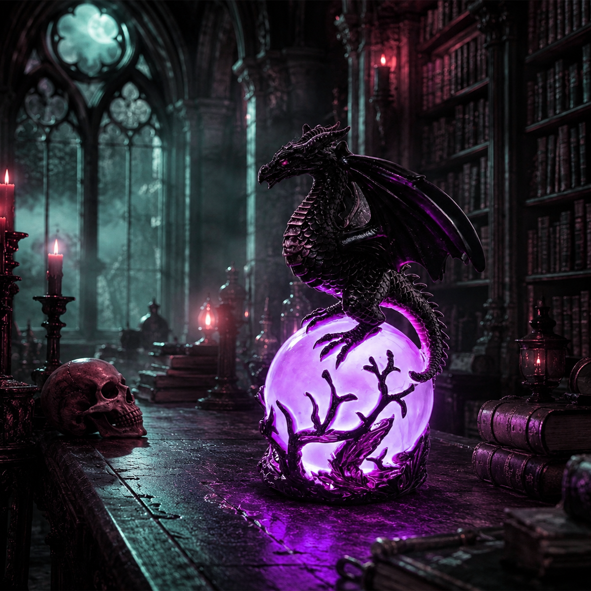 🔮Gothic Dragon LED Crystal Ball Lamp for Dark Aesthetic Decor🐉