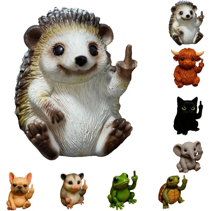 Funny Middle Finger Animal Statue 🖕 – Mini Resin Desk Decor, Cute Animal Figurine for Office, Car, Shelf & Home, Humorous Gag Gift 🎁