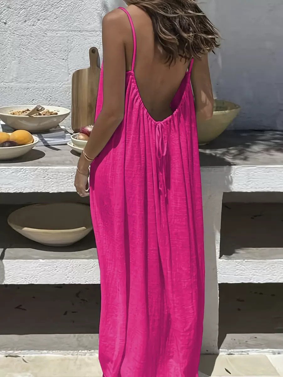 🔥Buy 3 Free shipping🎉🎉Women's Solid Color Backless Cami Dress