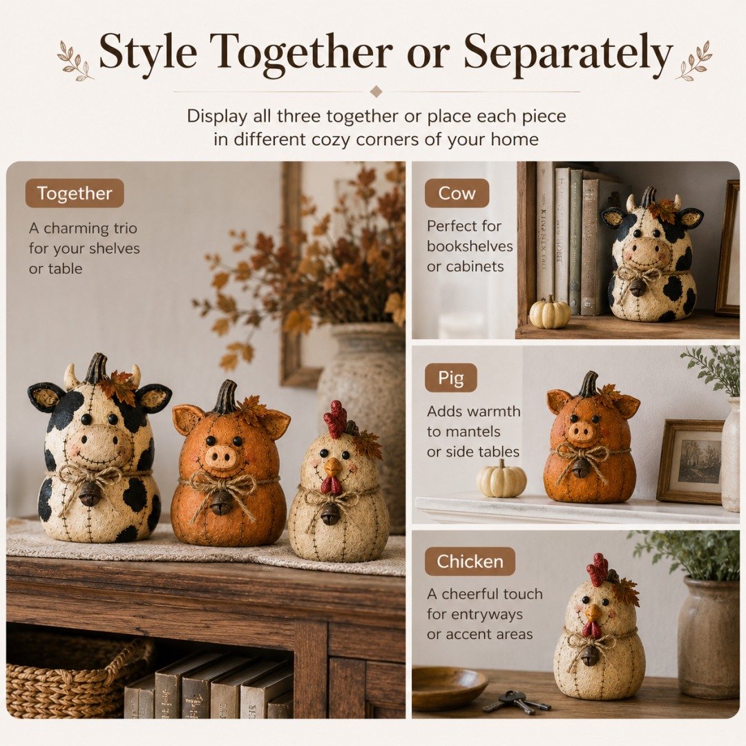 💥🏆Rustic Farm Pumpkin Friends Decor Set
