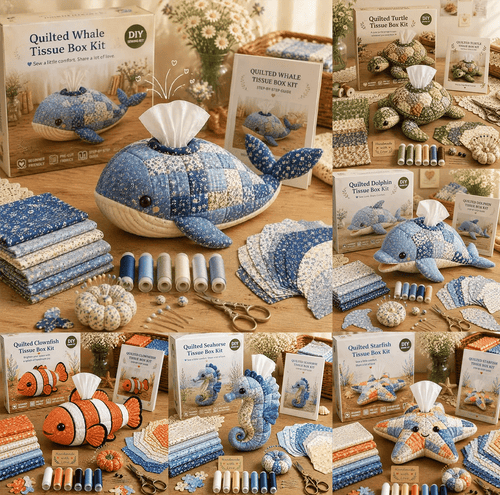 🎉🧵 "Clever Hands" Ocean Animals DIY Tissue Box Craft Kit
