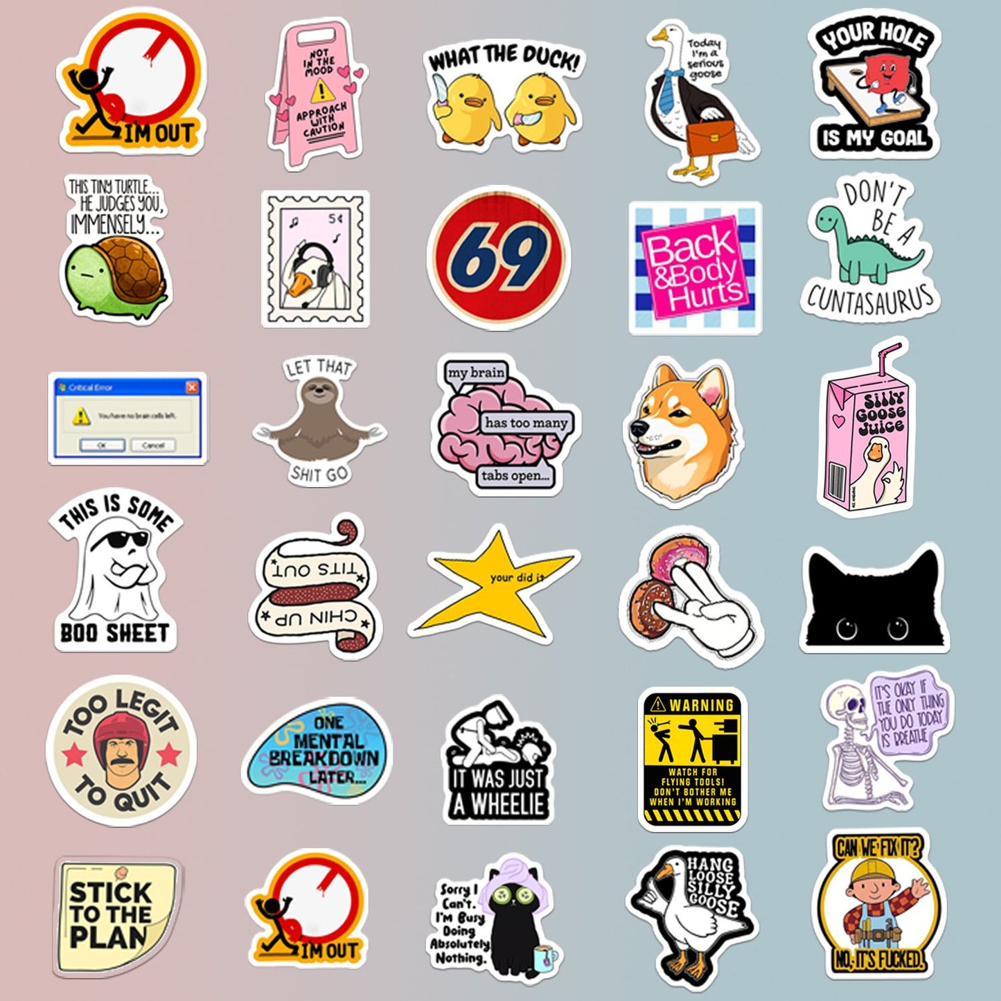 130PCS Funny Saying Sticker Pack ,Suitable for bumpers, safety helmets, water bottles, colleagues, computers