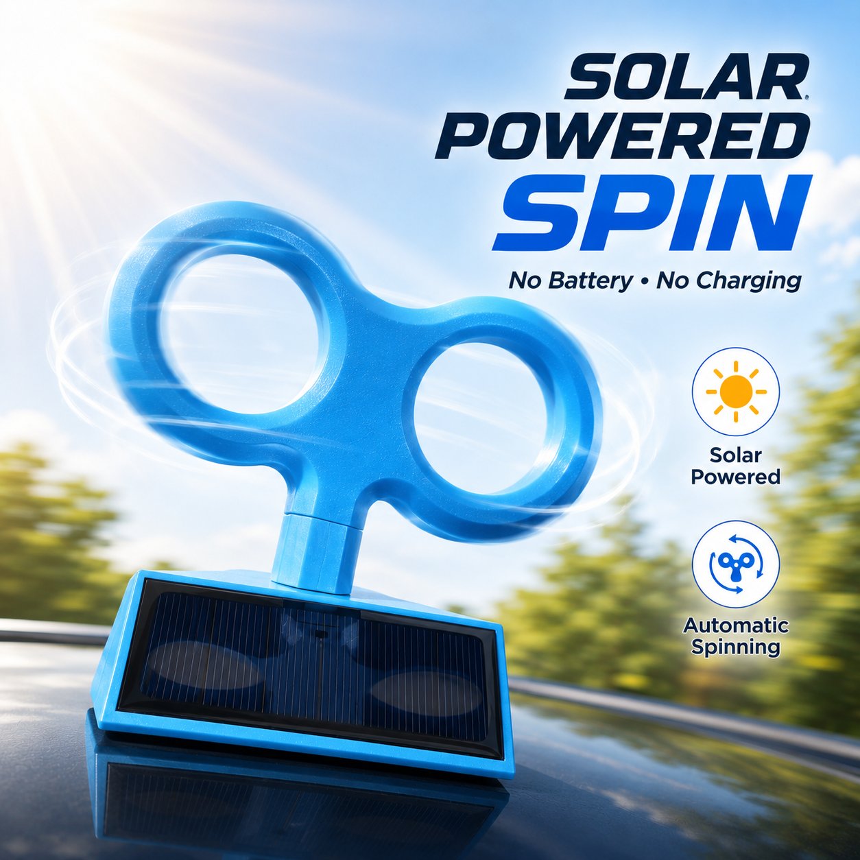 Solar-Powered Spinning Wind-Up Key Car Roof Decoration