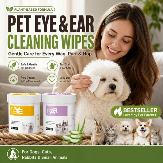 Natural Plant-Based Cleaning Wipes for Pet Eyes and Ears