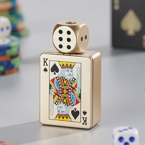 🎉Buy 1 Get 1 Free🎲Windproof Poker Dice Rotating Cigar Lighter, Butane Refill (Not Included)