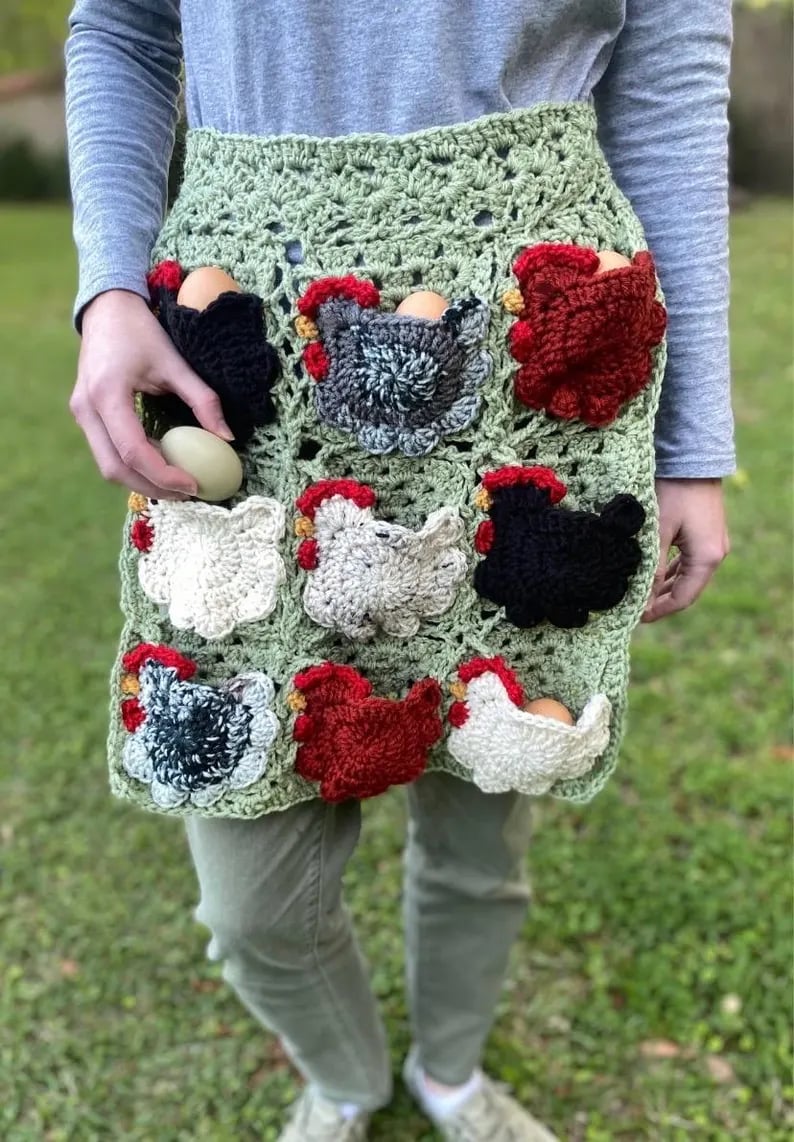🐔Handmade Crochet Chicken Egg Collecting Apron🥚