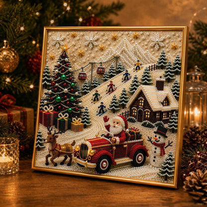 🔥HOT SALE🔥🎄🎅 Premium 3D Pearl Christmas Wall Art Kit | Luxury Flocked Canvas with Scratch-Resistant Non-Fading Pearl Beads DIY Holiday Decor ⛄️❄️