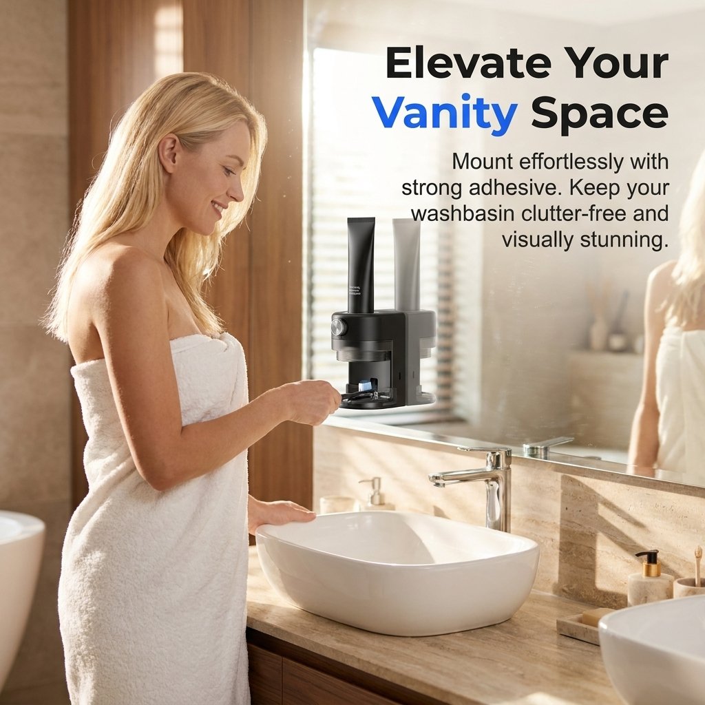 Wall-mounted automatic toothpaste dispenser, suitable for both children and adults.