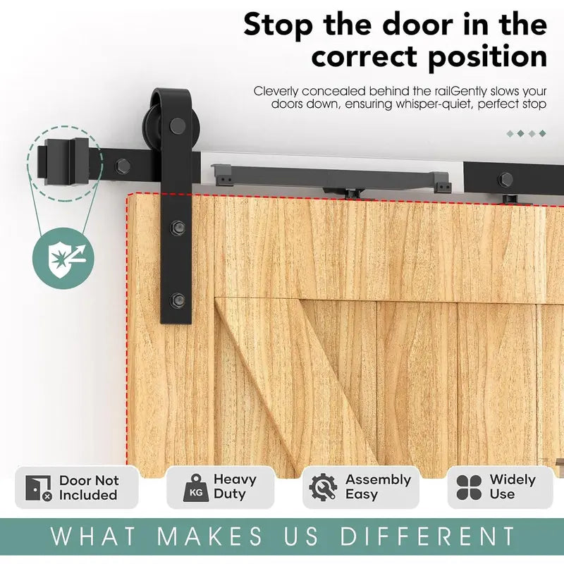 2-Pack Barn Door Soft Close Kit – Hidden Track-Mounted Damper for 88–132 lb Sliding Barn Doors