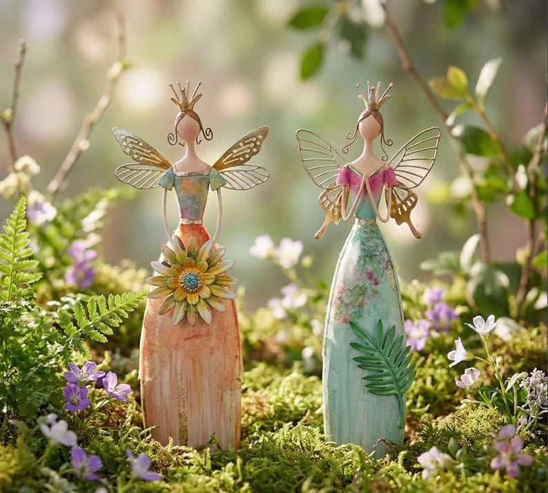 🧚Whimsical Fairy Garden Metal Statues | Enchanted Angel Decor ✨