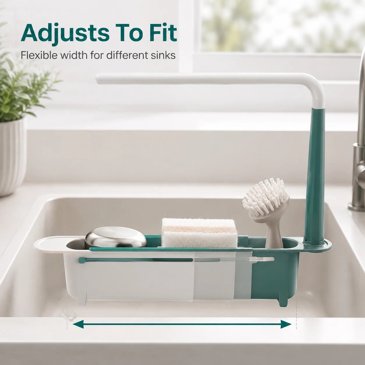 ✨ Adjustable Telescopic Sink Organizer – Drain, Dry & Declutter