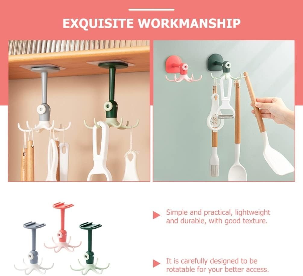 🪝Drill-free 360° rotating octopus hook🐙