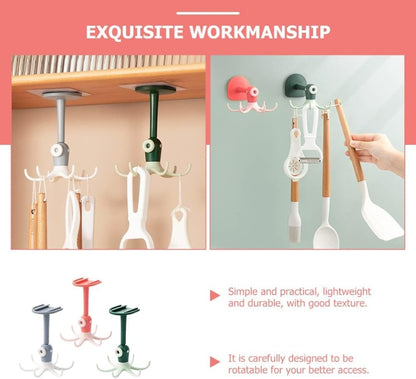 🪝Drill-free 360° rotating octopus hook🐙