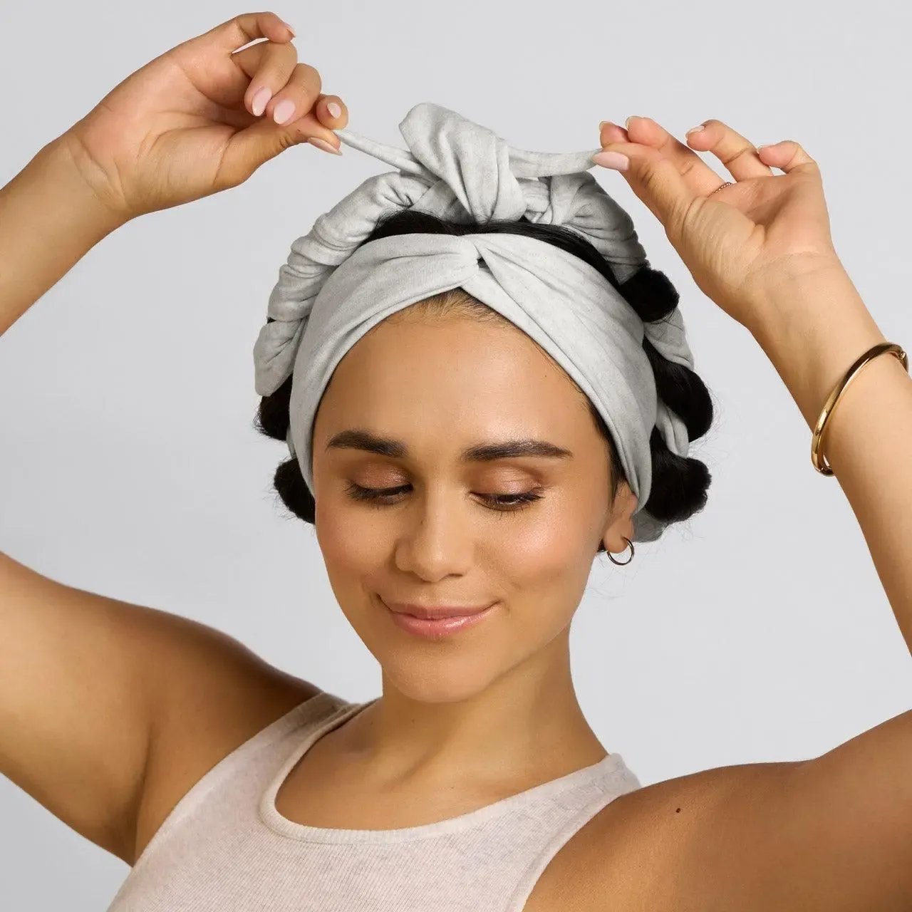 💆‍♀️Heather Gray Active Curling Headband – Heatless Hair Curler for Soft Waves & Curls