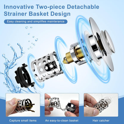 🔥Upgraded 3 in 1 Bathroom Sink Drain Strainer