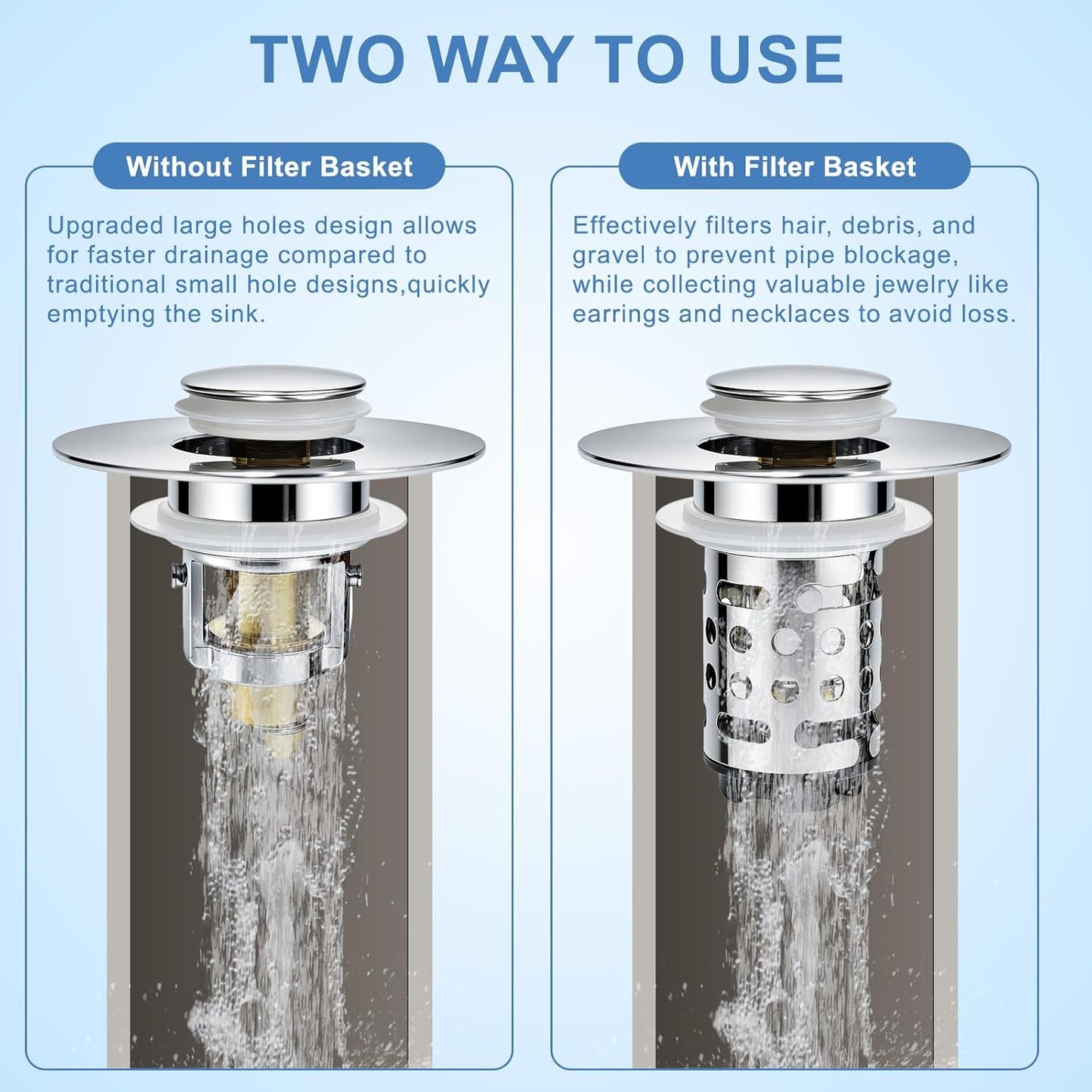 🔥Upgraded 3 in 1 Bathroom Sink Drain Strainer