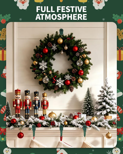 🎄 Christmas Wreath Hanger ✨ No-Drill Garland Hooks for Easy Holiday Decorating