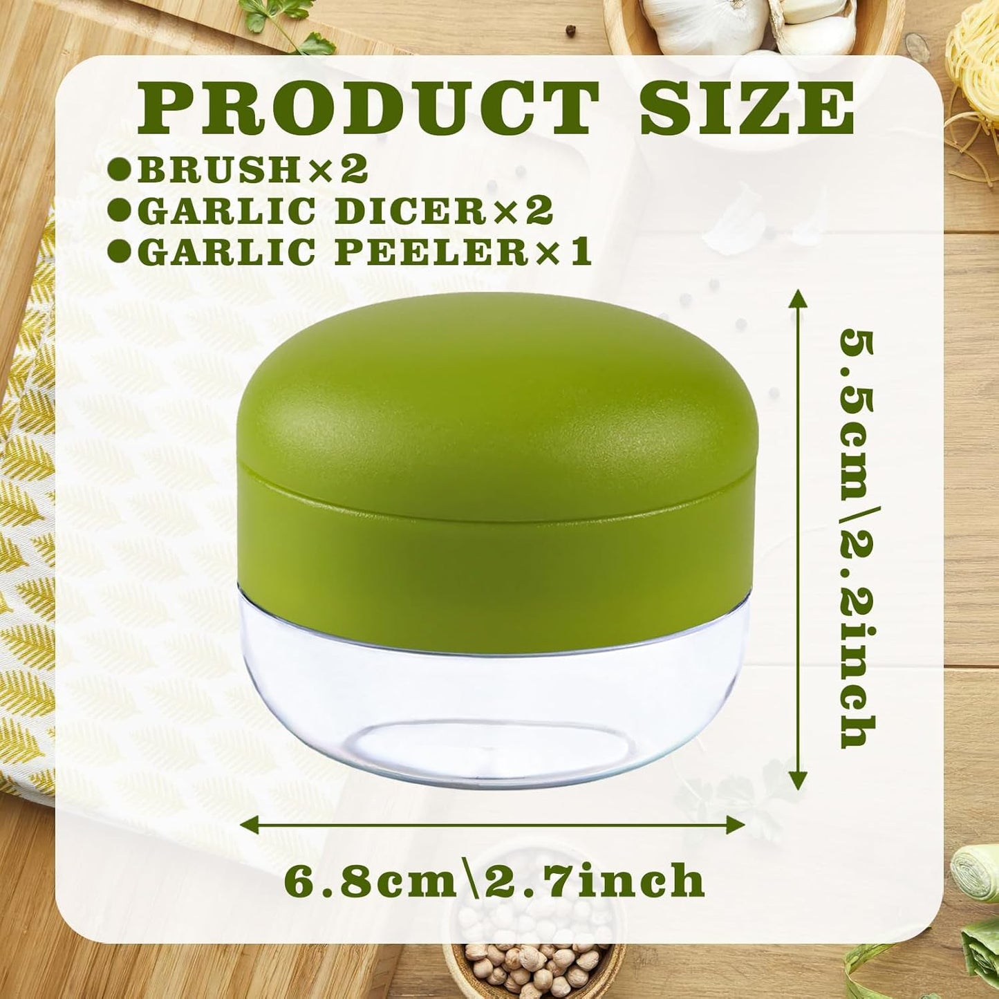 Garlic Press Stainless Steel, Garlic Mincer Crusher with Peeler and Cleaning Brush, Garlic Chopper Mini Kitchen Tool