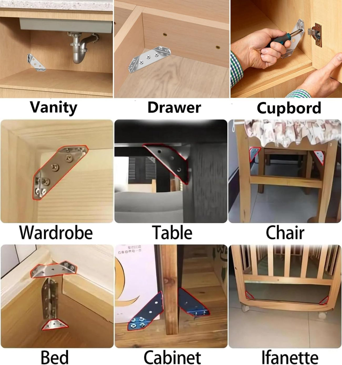 🔥50% OFF🛠️Universal Furniture Corner Connector Stainless Steel Corner Bracket🪑✨