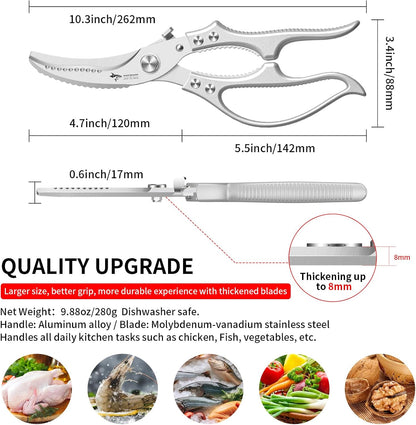 ✂️ Heavy-Duty Multifunction Kitchen Shears -Fish Scaler🐟 Bottle Opener🍾Safety Lock 🔪
