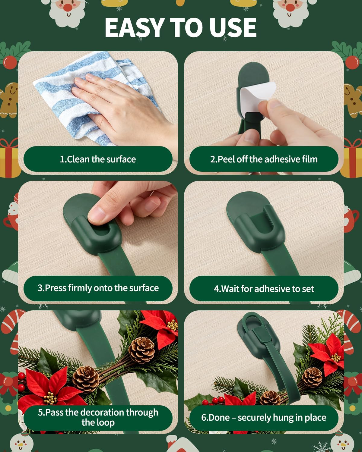 🎄 Christmas Wreath Hanger ✨ No-Drill Garland Hooks for Easy Holiday Decorating