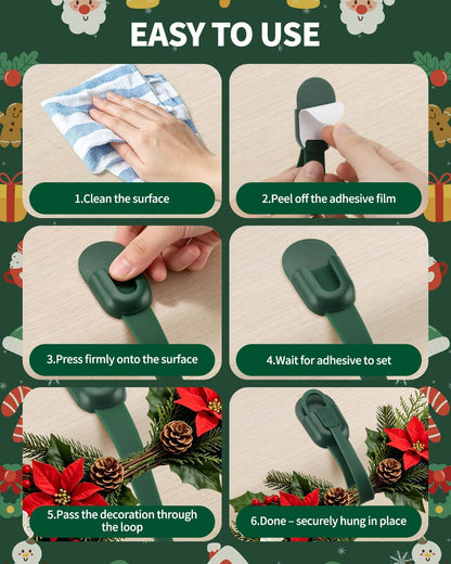 🎄 Christmas Wreath Hanger ✨ No-Drill Garland Hooks for Easy Holiday Decorating