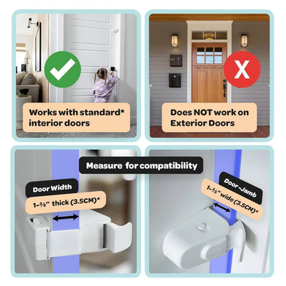 HugLock Snap-On Childproof Door Lock - No Drill, No Adhesive Interior Door Safety Latch, Out-of-Reach Toddler Proof Lock (Unlocks from Both Sides)